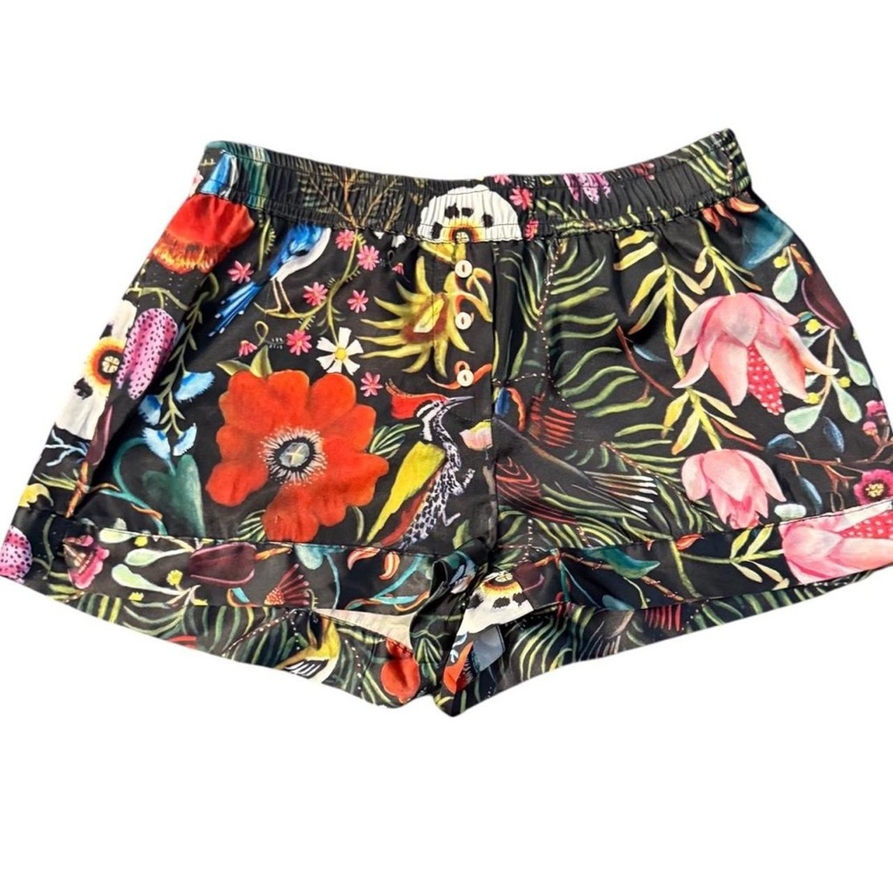 Floral Women's black silky boxer Shorts by Catherine nolia